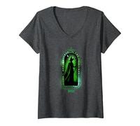 Women's Wicked Elphaba No One Mourns The Wicked V-Neck T-Shirt, Dark Heather Grey, Medium