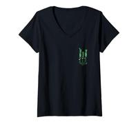 Womens Wicked: For Good Torn Green Logo Front And Back V-Neck T-Shirt