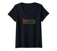 Womens Wicked Pink And Green Logo V-Neck T-Shirt