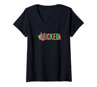 Womens Wicked Pink & Green V-Neck T-Shirt