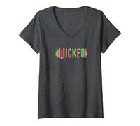 Women's Wicked Pink & Green V-Neck T-Shirt, Dark Heather Grey, Medium