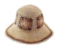 Women's Wide Brim Crochet Bucket Hat Spring Foldable Fisherman Cap Vacation Gifts for Girlfriend Bucket Hats for Women Big Head Crochet Color Matching Hat Women Sunproof Beige