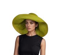 Women's Wide Brim Mimosa Sun Hat | UPF 50+ Summer Beach Straw Hat, Colorful Raffia Large Audrey Style | Fashion Sun Protection Beach (UK, Alpha, L, Standard, Lime)