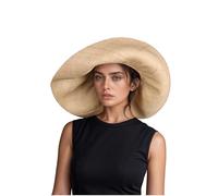Women's Wide Brim Mimosa Sun Hat | UPF 50+ Summer Beach Straw Hat, Colorful Raffia Large Audrey Style | Fashion Sun Protection Wedding (UK, Alpha, L, Standard, Natural)