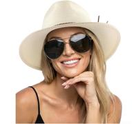Women's Wide Brim Straw Sun Hat UPF 80+ Papyrus Beach Summer Vacation Cap