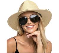 Women's Wide Brim Straw Sun Hat UPF 80+ Papyrus Beach Summer Vacation Cap