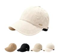 Women's Wide Brim Sun Visor Hat, Breathable Open Top Ponytail Cap (Beige)