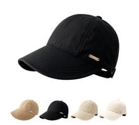 Women's Wide Brim Sun Visor Hat, Breathable Open Top Ponytail Cap (Black)