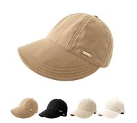 Women's Wide Brim Sun Visor Hat, Breathable Open Top Ponytail Cap (Brown)