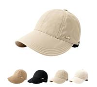Women's Wide Brim Sun Visor Hat, Breathable Open Top Ponytail Cap (Khaki)