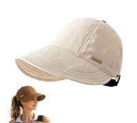 Women's Wide Brim Visor Sun Hat - Quick Dry Wide Brim UV Hat, UPF 50+ UV Protection Cap for Ponytails, Adjustable Packable Visor Cap for Travel & Outdoor