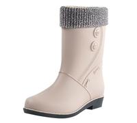Womens Wide Calf Wellies Rain Boots for Women Gardening Shoes Woman Rainy Boots Women's Spring Summer Autumn and Winter High Top Plus Velvet Cotton Removable and Washable Outdoor Fashion Work Fishing