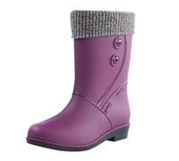 Womens Wide Calf Wellies Rain Boots for Women Gardening Shoes Woman Rainy Boots Women's Spring Summer Autumn and Winter High Top Plus Velvet Cotton Removable and Washable Outdoor Fashion Work Fishing