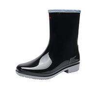 Womens Wide Calf Wellies Waterproof Ankle Boots Women Winter Shoes Summer Outdoor Shoes Garden Wear Rain Water Women's Boots Womens Rain Knee Length Not Rubber (Black,5.5)