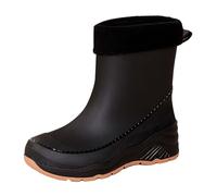 Womens Wide Calf Wellies Waterproof Boots Garden Shoes Hollies Boots Women's Spring Summer Autumn and Winter Mid Tube Plus Velvet Cotton Removable and Washable Outdoor Fashion Work Fishing Car Wash Ki