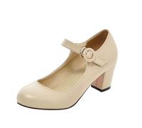 Women's Wide Feet Pumps Elegant and Comfortable Elegant Mary Jane Shoes Lightweight Buckle Pumps with Block Heel Square Heel Bridal Shoes Leisure Dress Shoes Summer Evening Shoes, Wh2, 10 UK