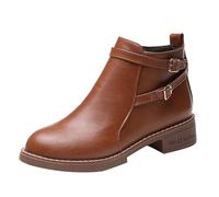 Womens Wide Fit Ankle Boots Waterproof Short Boots for Women UK Classic Lightweight Walking Booties Block Heel Side Zip Non Slip Boot Outdoor Casual Shoes British Style Boot for Fall and Winter Brown