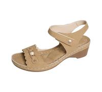 Womens Wide Fit Block Heel Sandals, Women Open Toe Ankle Adjustable Strap Sandals, Comfortable Platform High Heels, Breathable Quick-Drying Elegant Dress Shoes for Mountain Hiking