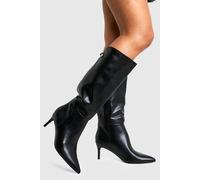 Womens Wide Fit Curved Stiletto Knee High Boots - Black - 7, Black