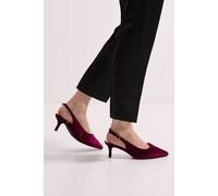 Womens Wide Fit Dova Velvet Slingback Kitten Heel Court Shoes Dark Red 6