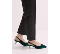 Womens Wide Fit Dova Velvet Slingback Kitten Heel Court Shoes Emerald 7