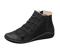 Women's Wide Fit Fashion Boots - Arch Support, Non-Slip, Wedge, Short, Round Toe, Trekking & Walking Boots