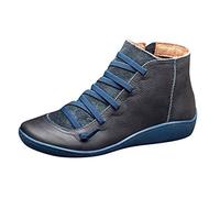 Women's Wide Fit Fashion Boots - Arch Support, Non-Slip, Wedge, Short, Round Toe, Trekking & Walking Boots