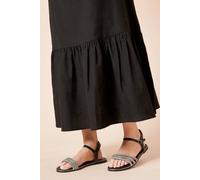 Womens Wide Fit Fern Embellished Flat Sandals Black 6