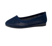 Womens Wide Fit Foldable Slip On Flats Stretch Knit Mesh Cushioned Insole Ballet Pumps Casual Wedding Daily Shoes Navy size 3