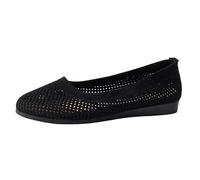 Womens Wide Fit Foldable Slip On Flats Stretch Knit Mesh Cushioned Insole Ballet Pumps Casual Wedding Daily Shoes Black size 3.5