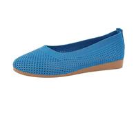 Womens Wide Fit Foldable Slip On Flats Stretch Knit Mesh Cushioned Insole Ballet Pumps Casual Wedding Daily Shoes Blue size 6.5