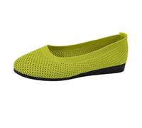 Womens Wide Fit Foldable Slip On Flats Stretch Knit Mesh Cushioned Insole Ballet Pumps Casual Wedding Daily Shoes Green size 6