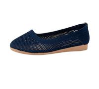 Womens Wide Fit Foldable Slip On Flats Stretch Knit Mesh Cushioned Insole Ballet Pumps Casual Wedding Daily Shoes Navy size 7