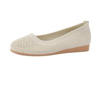 Womens Wide Fit Foldable Slip On Flats Stretch Knit Mesh Cushioned Insole Ballet Pumps Casual Wedding Daily Shoes White size 5.5