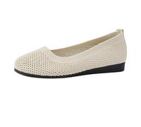 Womens Wide Fit Foldable Slip On Flats Stretch Knit Mesh Cushioned Insole Ballet Pumps Casual Wedding Daily Shoes White size 7