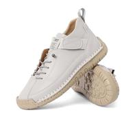 Women's Wide Fit Leather Trainers Comfortable Casual Walking Shoes Slip On Breathable Elastic Laces Non Slip Rubber Sole Low Top Sneakers for Daily Wear UK