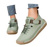 Women's Wide Fit Leather Trainers Comfortable Casual Walking Shoes Slip On Breathable Elastic Laces Non Slip Rubber Sole Low Top Sneakers for Daily Wear UK