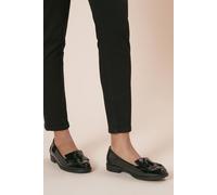 Womens Wide Fit Leigh Fringe Loafers True Black 9