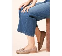 Womens Wide Fit Loretta Tassel Loafers Taupe 4