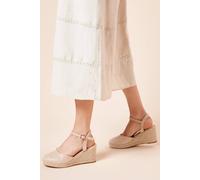 Womens Wide Fit Rumor Faux Suede Closed Toe Espadrille Wedge Sandals Beige 6