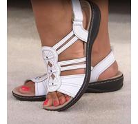 Womens Wide Fit Sandals Summer Orthopedic Adjustable Strap Sandal Low Heel Slip on Flat Sandals Wide Width Open Toe Orthopedic Sandal Lightweight Sandals Walking Beach Shoes