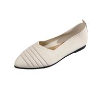 Womens Wide Fit Shoes Ladies Navy Loafers Women Retro Flat Shoes Flying Weave Round Head Shallow Mouth One Foot Stirrup Single Work Single Women Pumps Flat (White,6.5)