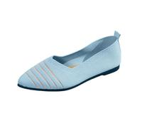 Womens Wide Fit Shoes Ladies Navy Loafers Women Retro Flat Shoes Flying Weave Round Head Shallow Mouth One Foot Stirrup Single Work Single Women Pumps Flat (Sky Blue,5.5)