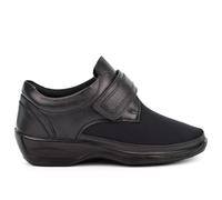 Womens Wide Fit Shoes Womens Leather Shoes EEE Shoes 3E Shoes Extra Wide Shoes Ladies Touch Fasten Shoes Triple E Width Black (EEE Fitting) 7 UK