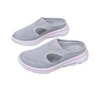 Womens Wide Fit Slip On Trainers Closed Toe Mesh Sliders Breathable Air Cushion Wedge Sneaker Summer Ladies Comfy Shoes with Arch Support Slip-On Orthopedic Shoes for Bunions Outdoor Pink