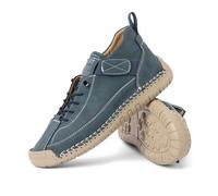 Women's Wide Fit Trainers Comfortable Slip On Walking Shoes Leather Breathable Elastic Laces Hook and Loop Strap Non Slip Rubber Sole Casual Sneakers for Women UK
