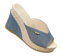 Womens Wide Fit Wedge Mules,Platform Sandals For Women Comfortable Cushion Slingbacks Peep Toe Breathable Summer Slippers With Non-Slip Sole Outdoor Causal Shoes For Vacation Everyday Outfits
