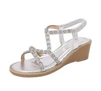 Womens Wide Fit Wedge Sandals Comfortable Arch Support Summer Sandals Women'S Roman Sandles Summer Ethnic Open Toe Thick Bottom Slope Heel Ladies Sandal Size 6.5