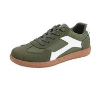 Women's Wide Footwear Trainers - Retro Two-Tone Flat Sole Sneakers Casual Comfortable Versatile Urban Shoes for Walking, Outings and Everyday, green, 6.5 UK