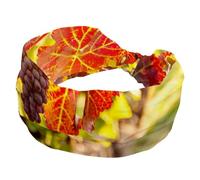 Women's Wide Hairbands, Soft Turban Headband, Autumn Grapes Fruit Grapevine Non Slip Head Wraps, Elastic Sweat Yoga Workout Headband Cross Knotted Hairwrap Bandana